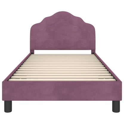 Kinderbettgestell mit Kopfteil Lila 90 x 190 cm Samt