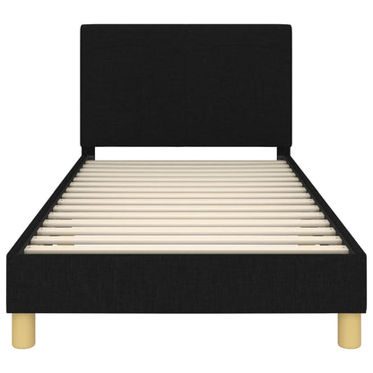 Kinderbettgestell mit Kopfteil Schwarz 80 x 200 cm Stoff