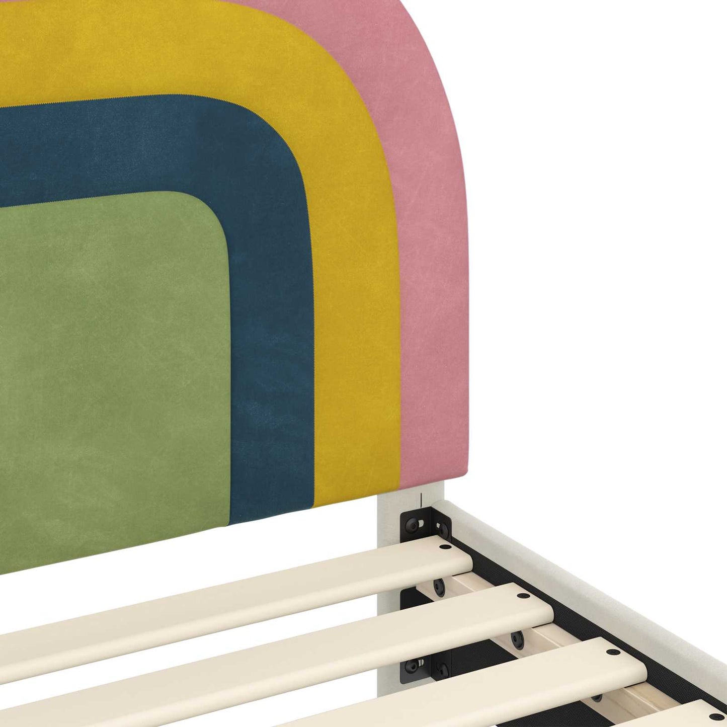 Kinderbettgestell mit Kopfteil Creme 80 x 200 cm Samt