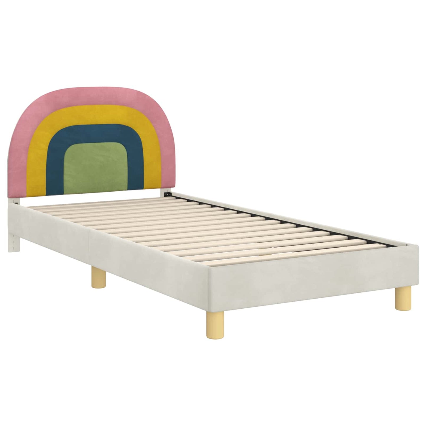 Kinderbettgestell mit Kopfteil Creme 80 x 200 cm Samt