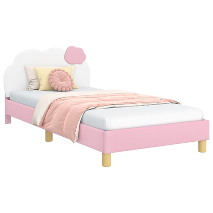 Kinderbettgestell mit Kopfteil mit Kopfteil Rosa 90 x 190 cm PU