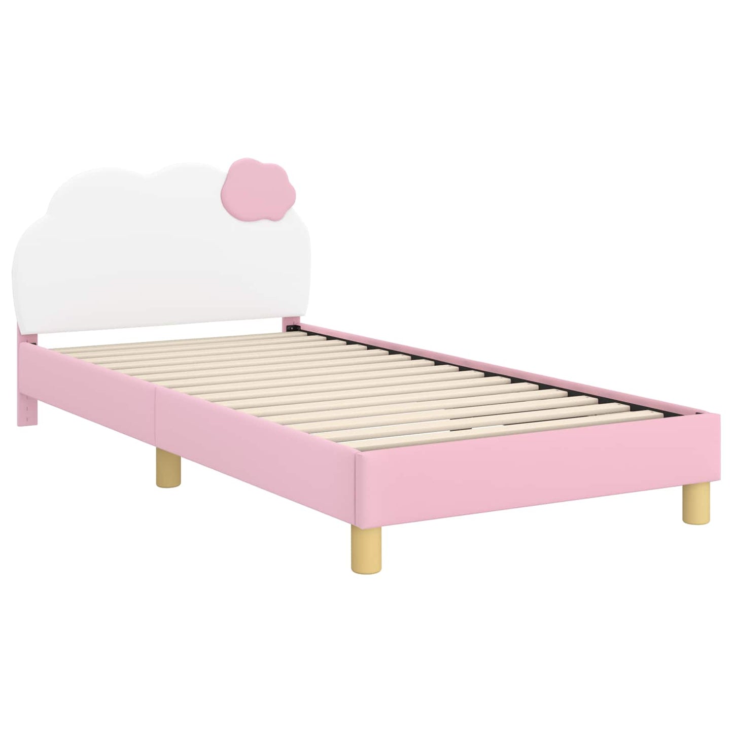Kinderbettgestell mit Kopfteil mit Kopfteil Rosa 90 x 190 cm PU