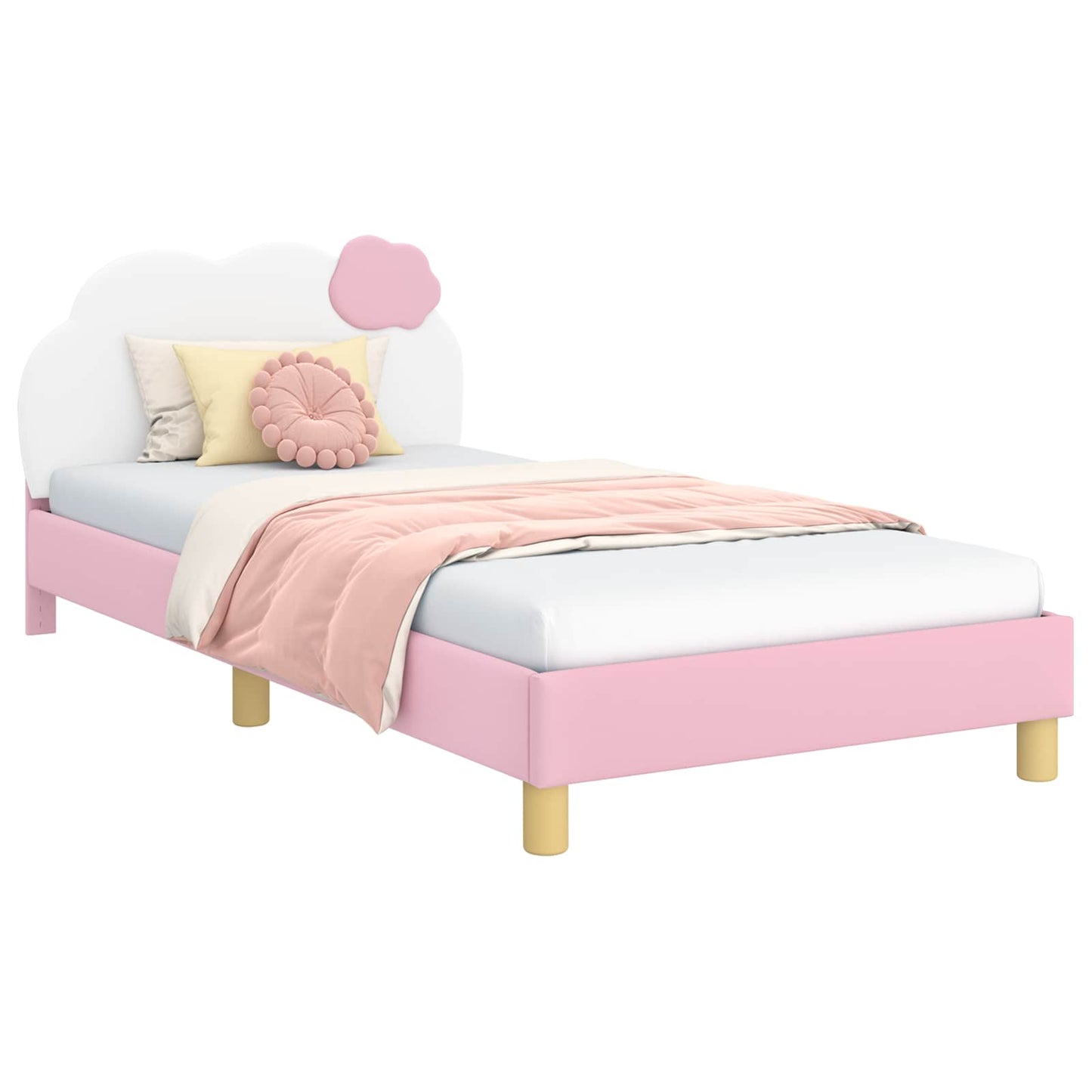 Kinderbettgestell mit Kopfteil mit Kopfteil Rosa 90 x 200 cm PU