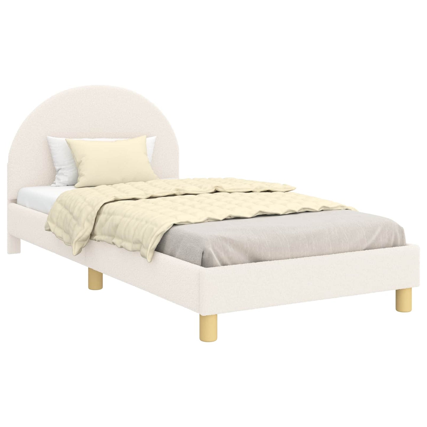 Kinderbettgestell mit Kopfteil Creme 90 x 190 cm Schafstoff