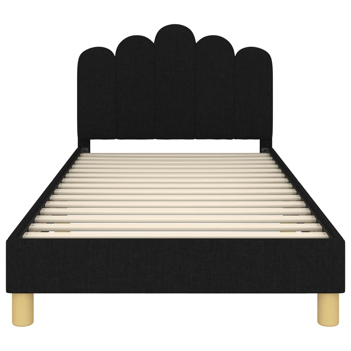 Kinderbettgestell mit Kopfteil Schwarz 90 x 190 cm Stoff