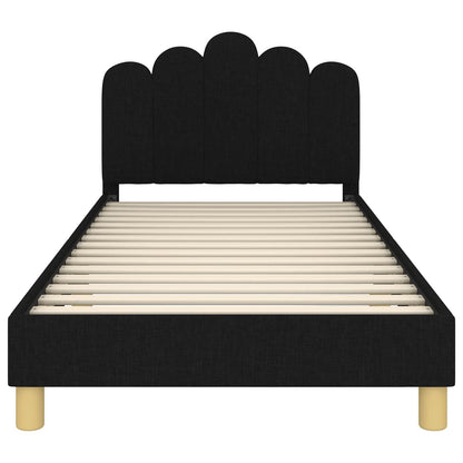 Kinderbettgestell mit Kopfteil Schwarz 90 x 190 cm Stoff