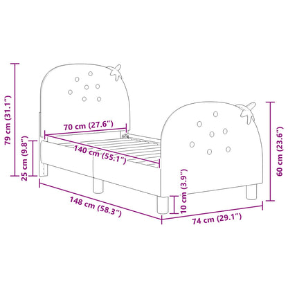 Kinderbettgestell mit Kopfteil Rosa 70 x 140 cm Samt