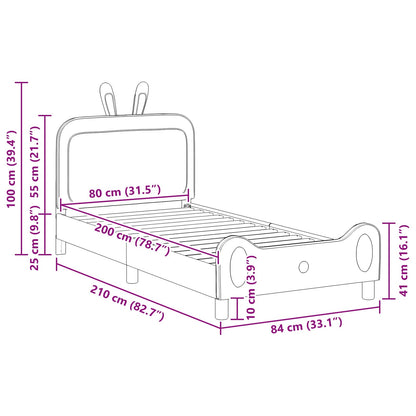 Kinderbettgestell mit Kopfteil Hellgrau 80 x 200 cm PU