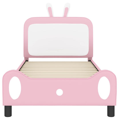 Kinderbettgestell mit Kopfteil mit Kopfteil Rosa 90 x 190 cm PU