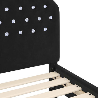 Kinderbettgestell mit Kopfteil Schwarz 70 x 140 cm Samt