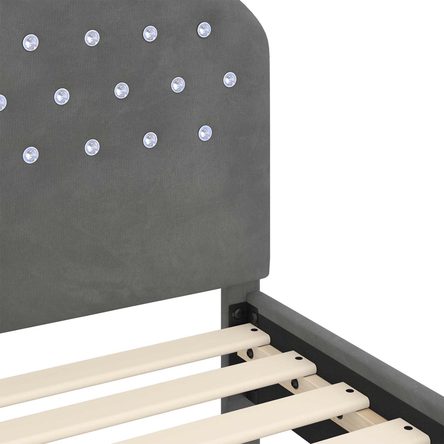 Kinderbettgestell mit Kopfteil Dunkelgrau 80 x 160 cm Samt