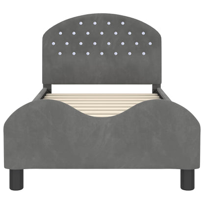 Kinderbettgestell mit Kopfteil Dunkelgrau 80 x 160 cm Samt