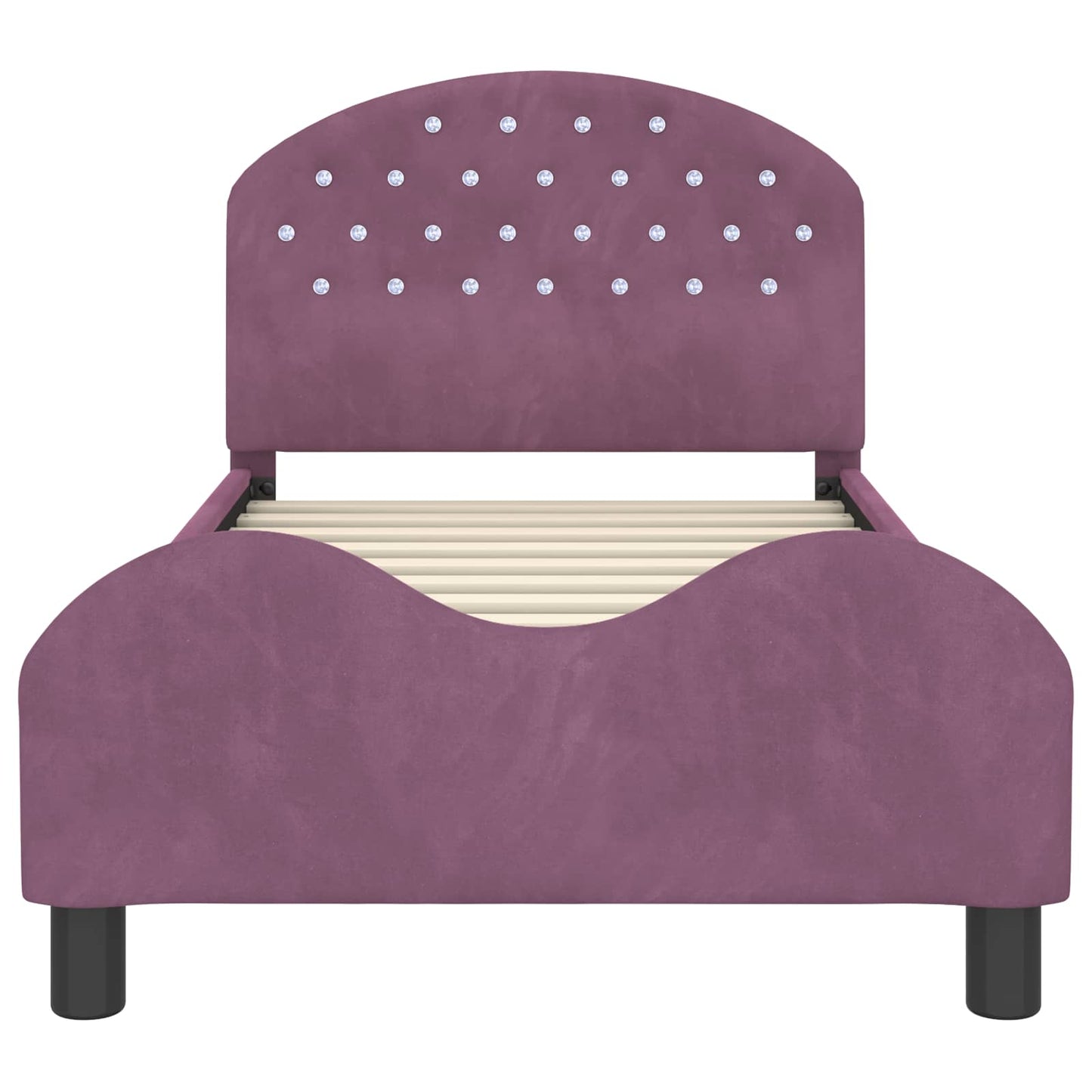 Kinderbettgestell mit Kopfteil Lila 80 x 160 cm Samt