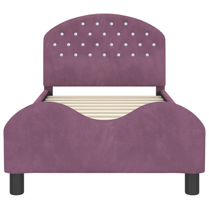Kinderbettgestell mit Kopfteil Lila 80 x 160 cm Samt