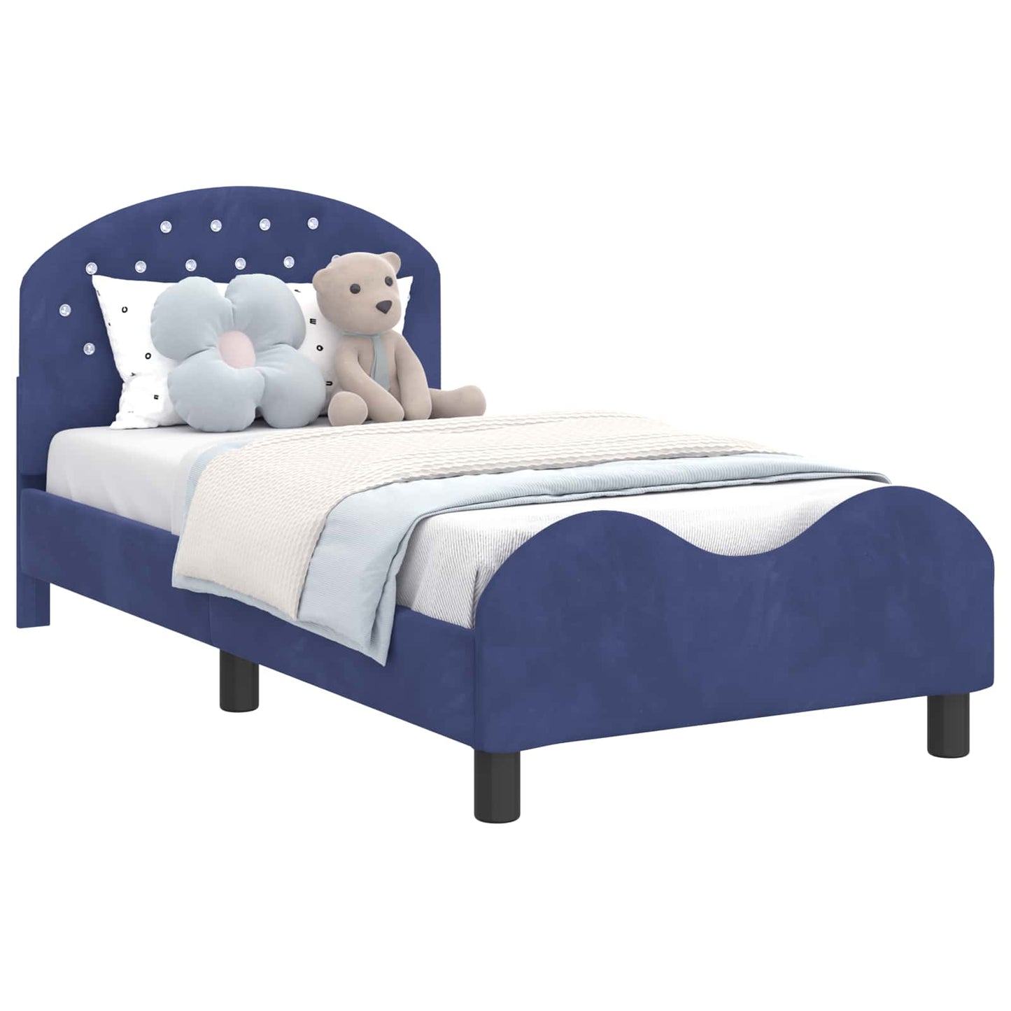 Kinderbettgestell mit Kopfteil Polizeiblau 80 x 160 cm Samt
