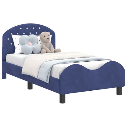 Kinderbettgestell mit Kopfteil Polizeiblau 80 x 160 cm Samt