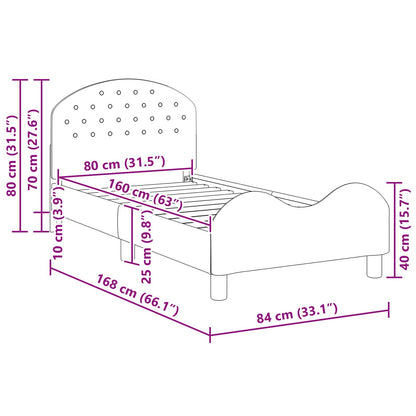 Kinderbettgestell mit Kopfteil Polizeiblau 80 x 160 cm Samt