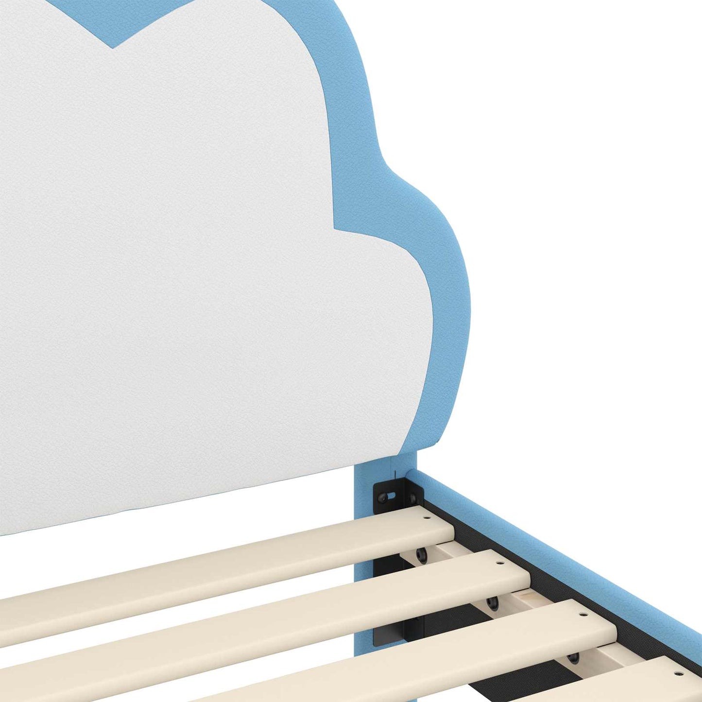 Kinderbettgestell mit Kopfteil mit Kopfteil Blau 90 x 200 cm PU