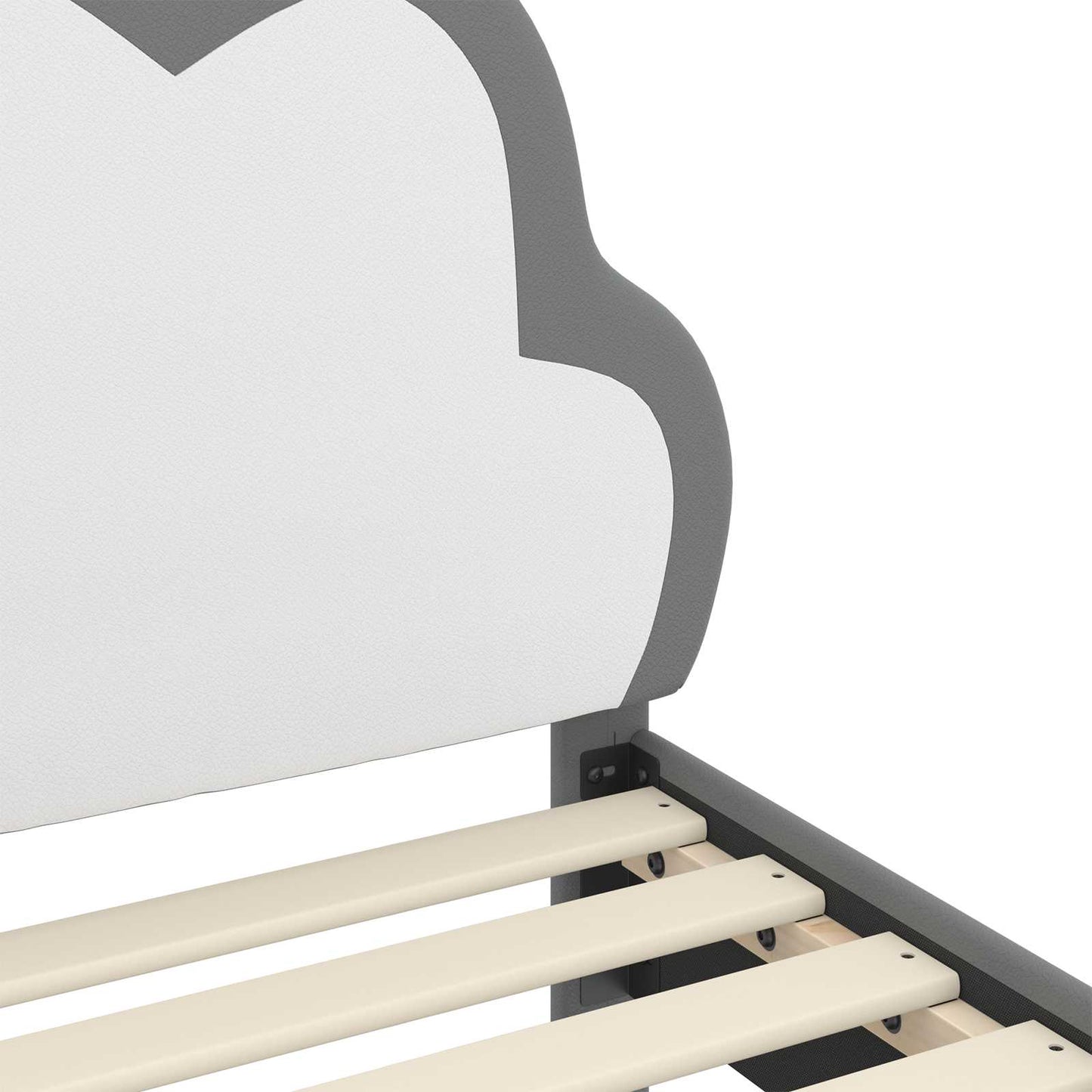 Kinderbettgestell mit Kopfteil Hellgrau 90 x 200 cm PU