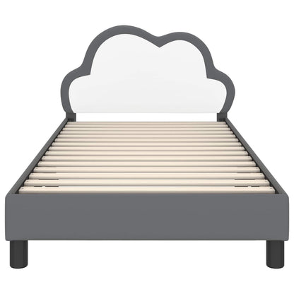 Kinderbettgestell mit Kopfteil Hellgrau 90 x 200 cm PU