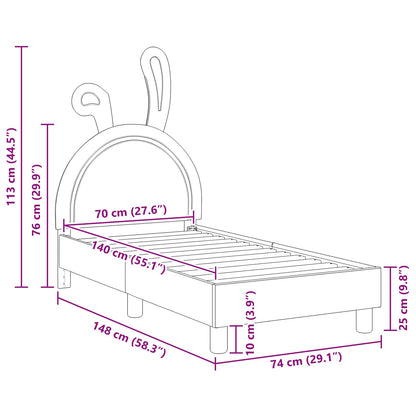 Kinderbettgestell mit Kopfteil mit Kopfteil Weiß 70 x 140 cm PU