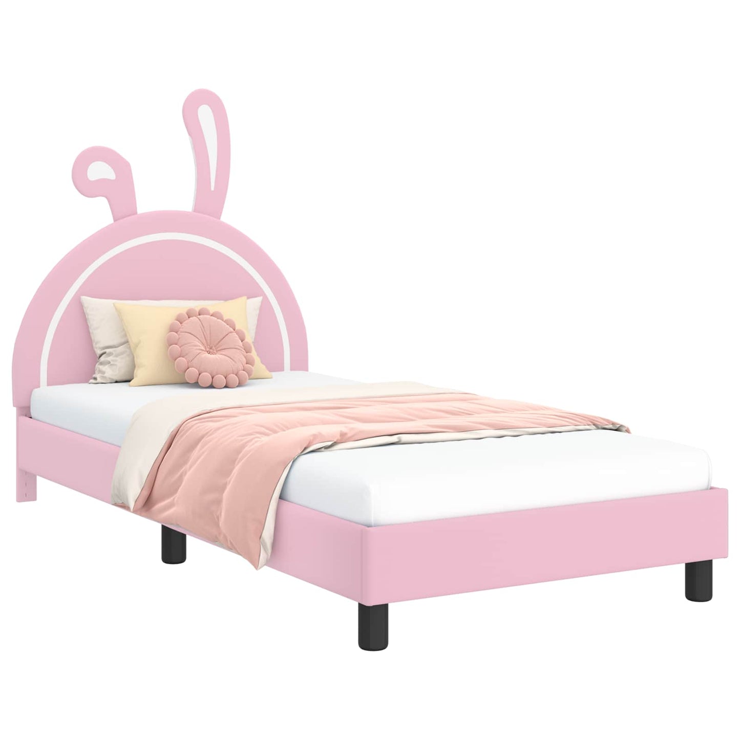 Kinderbettgestell mit Kopfteil mit Kopfteil Rosa 90 x 190 cm PU