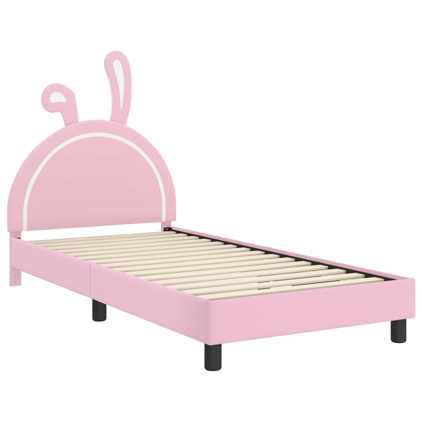 Kinderbettgestell mit Kopfteil mit Kopfteil Rosa 90 x 200 cm PU