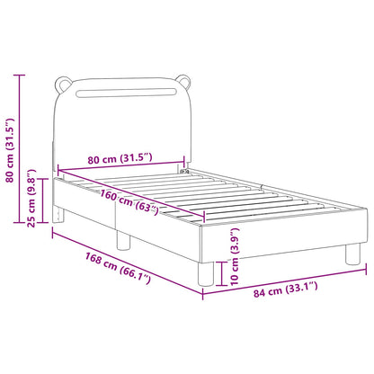 Kinderbettgestell mit Kopfteil Dunkelgrau 80 x 160 cm Stoff