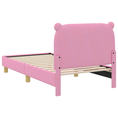 Kinderbettgestell mit Kopfteil Rosa 80 x 160 cm Stoff