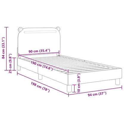 Kinderbettgestell mit Kopfteil Schwarz 90 x 190 cm Stoff