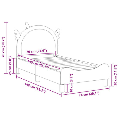 Kinderbettgestell mit Kopfteil mit Kopfteil Rosa 70 x 140 cm PU