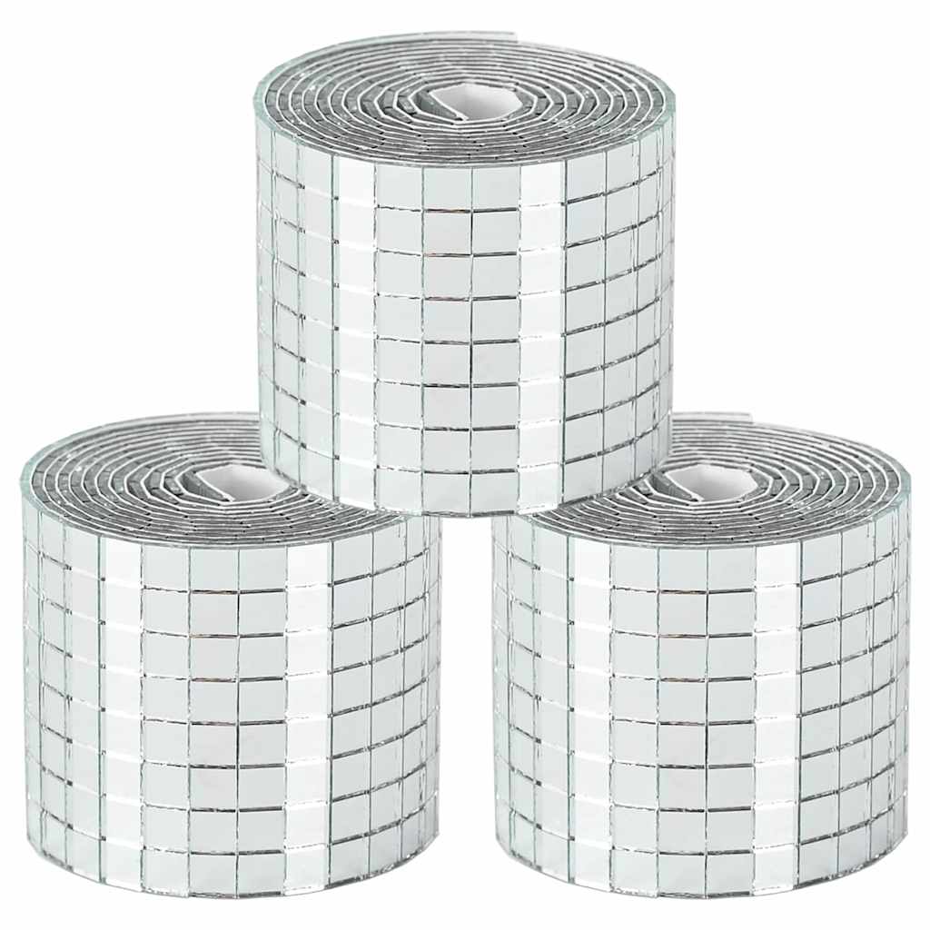Spiegel-Mosaikfliese Geometrisch 3 pcs Silber 100 x 4 cm Glas