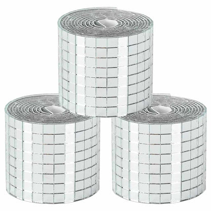 Spiegel-Mosaikfliese Geometrisch 3 pcs Silber 100 x 4 cm Glas