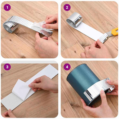 Spiegel-Mosaikfliese Geometrisch 3 pcs Silber 100 x 4 cm Glas