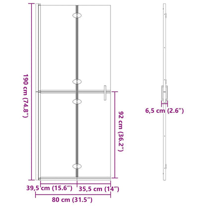 Walk-In Duschwand Schwarz 80 x 6,5 x 190 cm