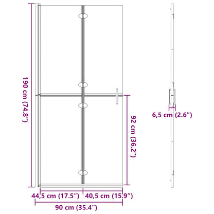Walk-In Duschwand Schwarz 90 x 6.5 x 190 cm