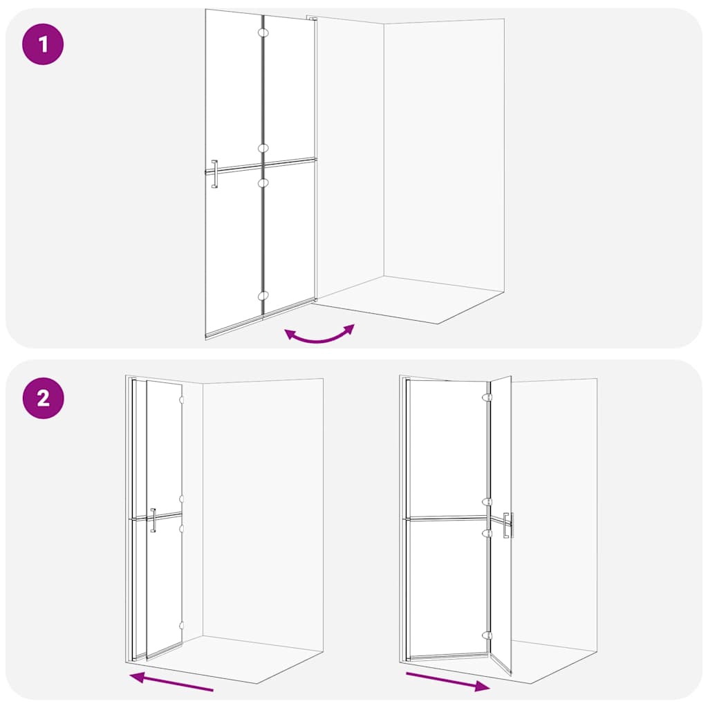 Walk-In Duschwand Schwarz 110 x 6,5 x 190 cm