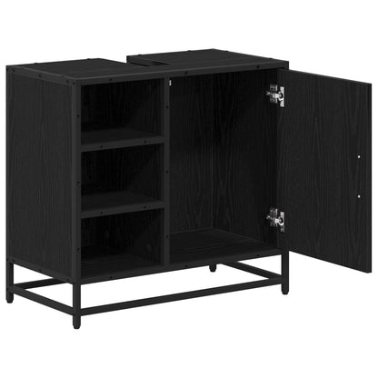 Badezimmerschrank mit Tür Schwarz Eichen-Optik 65 x 33 x 60 cm