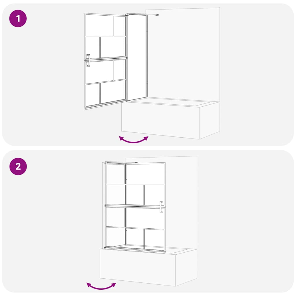 Bad-Duschschirm Schwarz und Transparent 116 x 68 x 128 cm