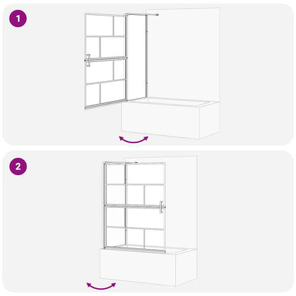 Bad-Duschschirm Schwarz und Transparent 116 x 68 x 128 cm