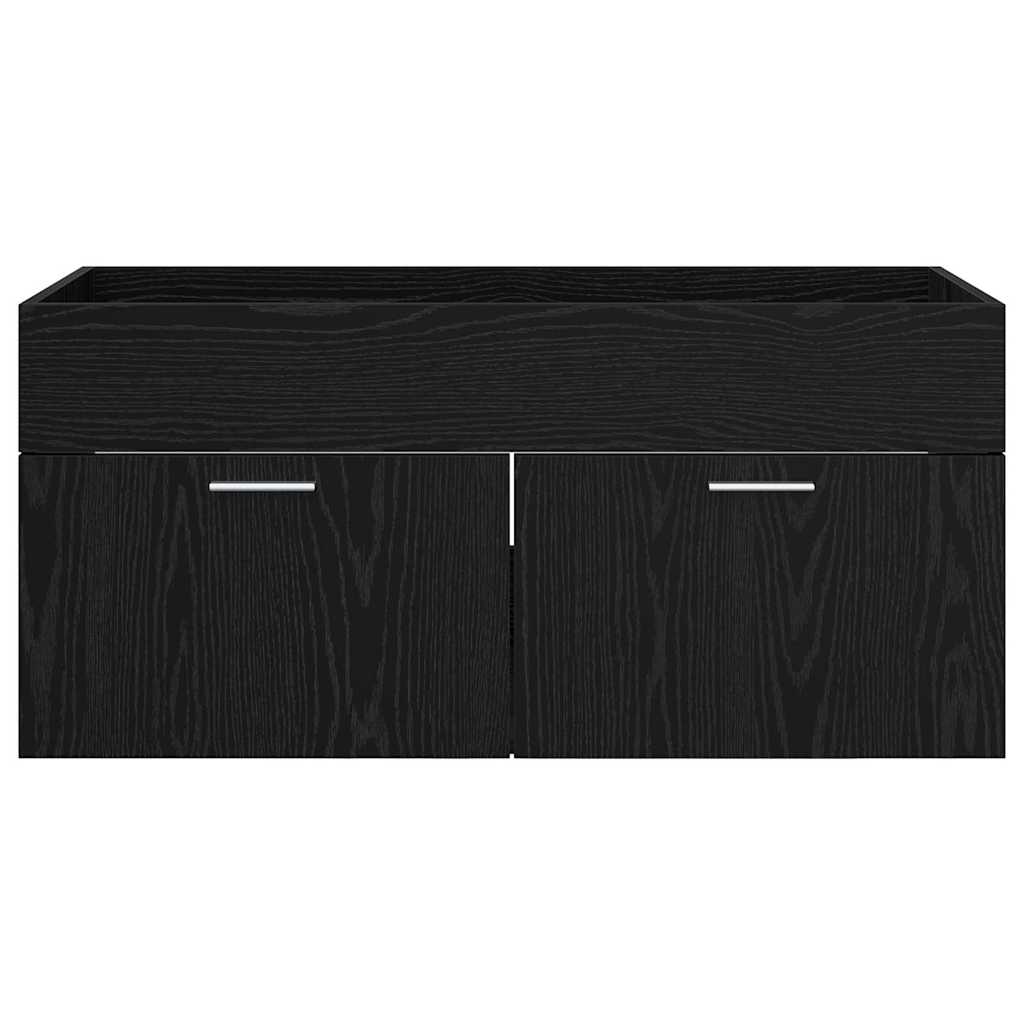 Waschbeckenunterschrank Schwarz Eichen-Optik Holzwerkstoff