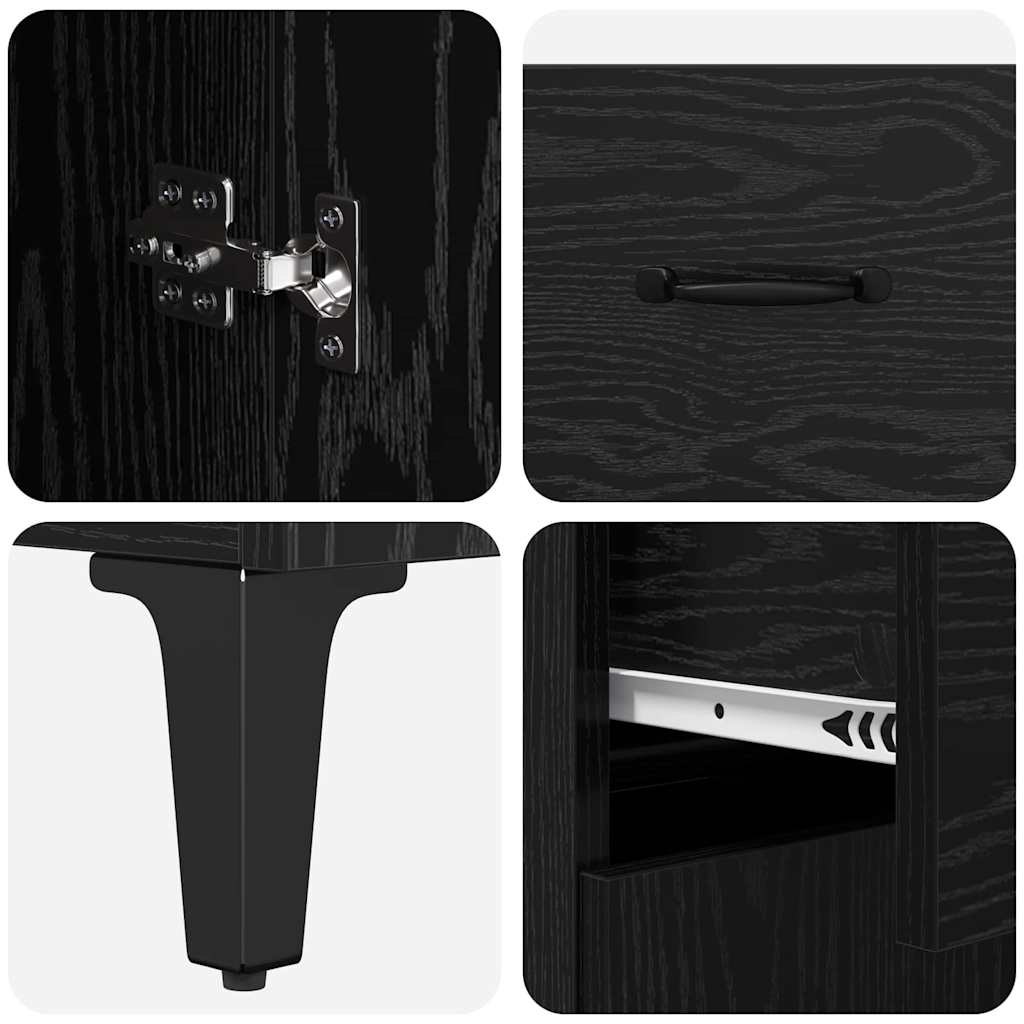 Sideboard Schwarz Eichen-Optik 69,5 x 34 x 90 cm Holzwerkstoff