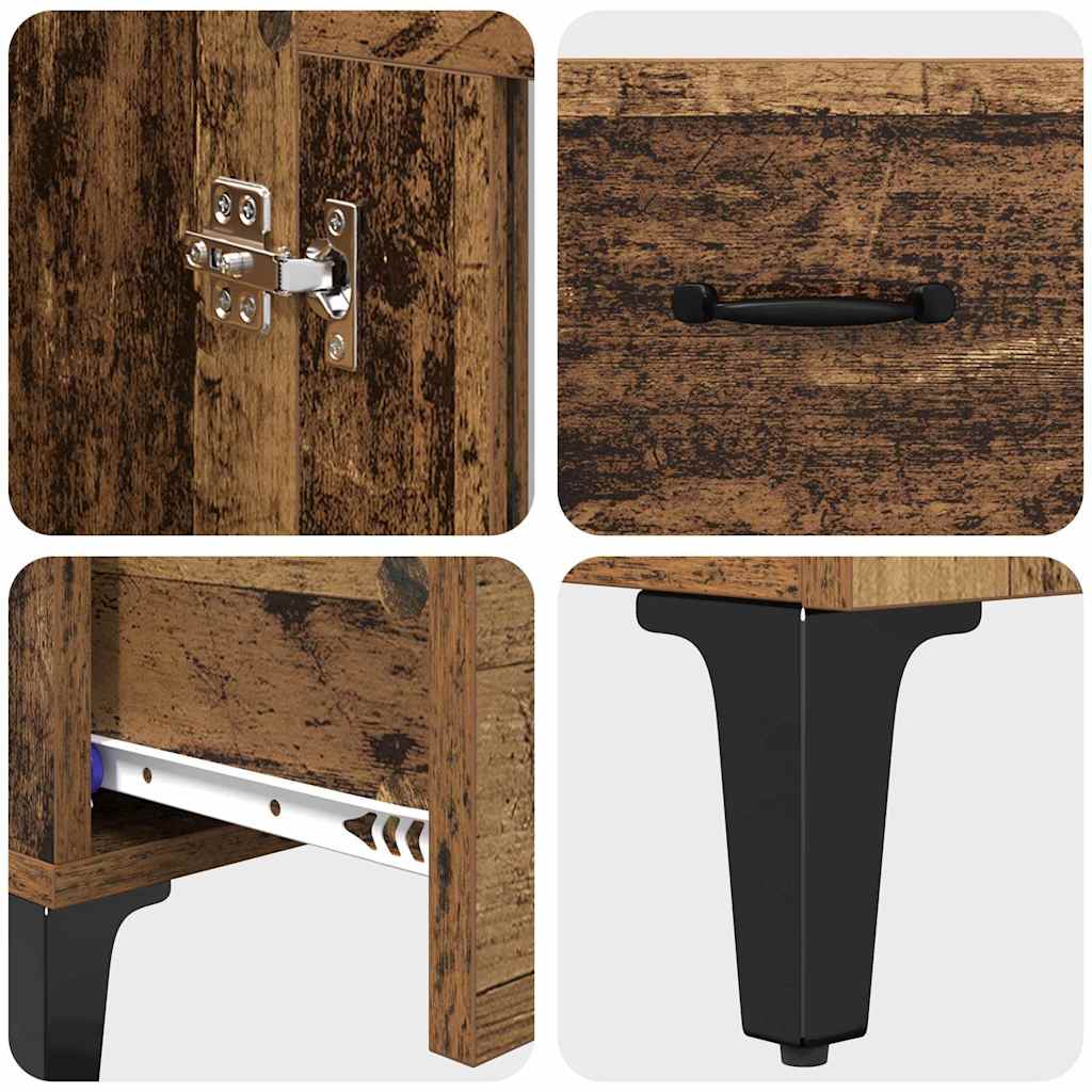 Highboard Altholz 70 x 31 x 115 cm Verbundholz und Eisen