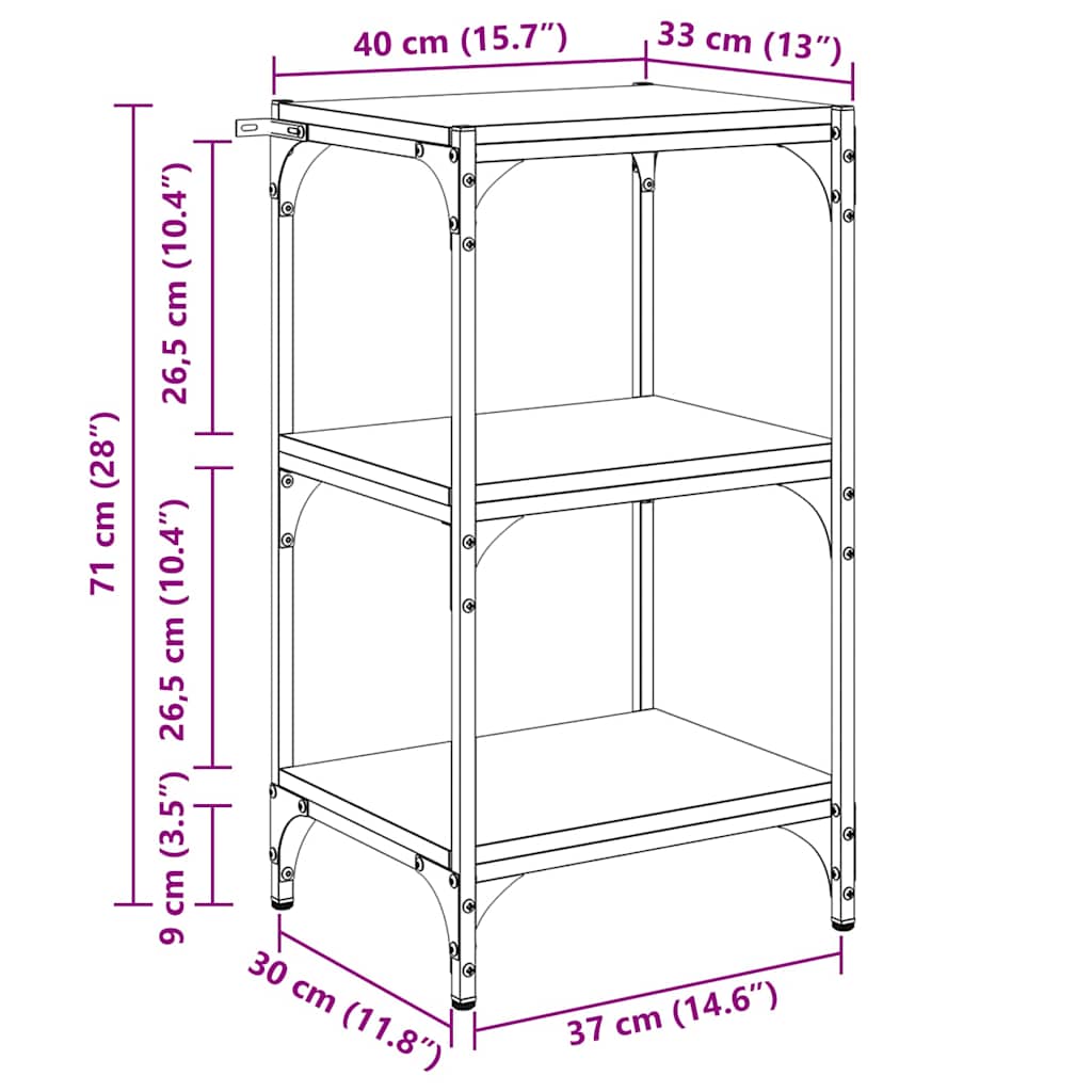 Bücherregal Artisan-Eiche 40 x 33 x 70,5 cm Holzwerkstoff