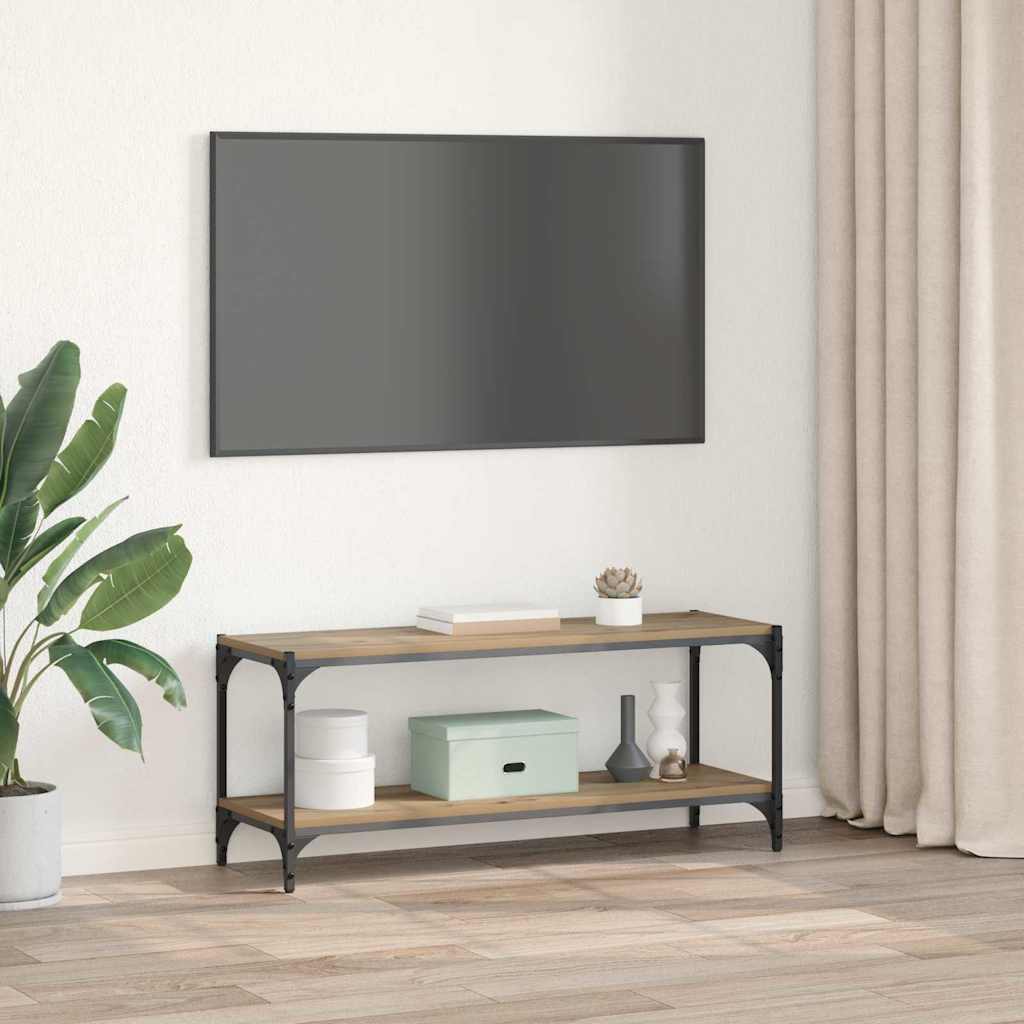 TV-Schränk Artisan-Eiche 100x33x41cm Verbundholz und Eisen
