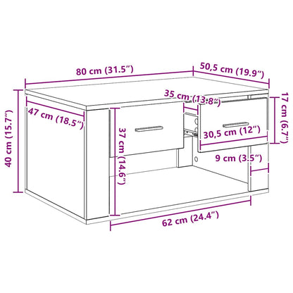 Couchtisch mit Schubladen Altholz 80 x 50 x 40 cm Holzwerkstoff