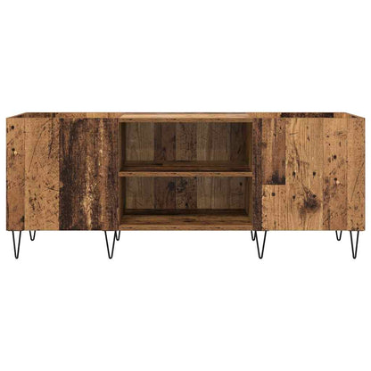 Schallplattenschrank mit Regal mit Tür Altholz 121 x 38 x 48 cm