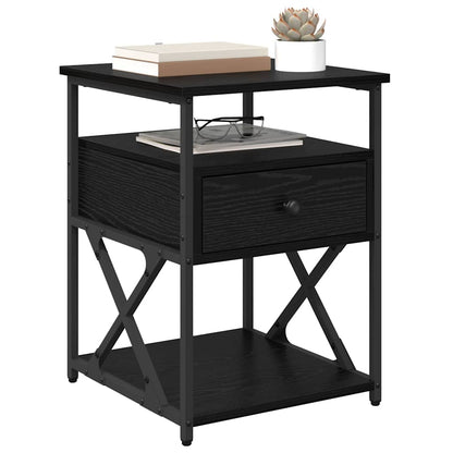 Nachttisch 2 pcs Schwarz Eichen-Optik 40 x 42 x 55 cm