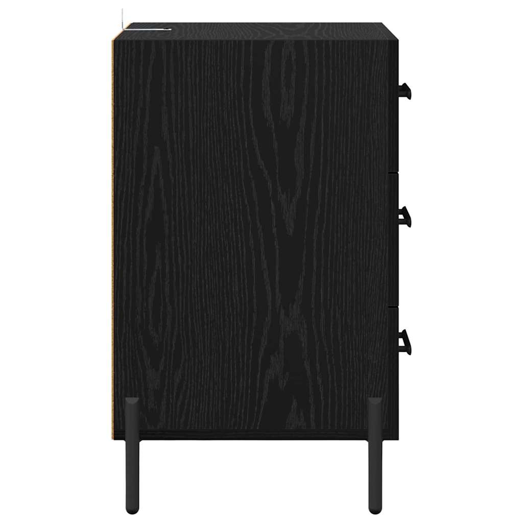 Nachttisch Schwarz Eichen-Optik 40 x 40 x 66 cm Holzwerkstoff