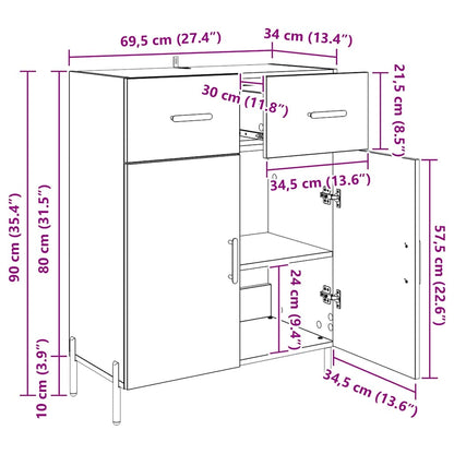Sideboard Altholz 69,5 x 34 x 90 cm Holzwerkstoff